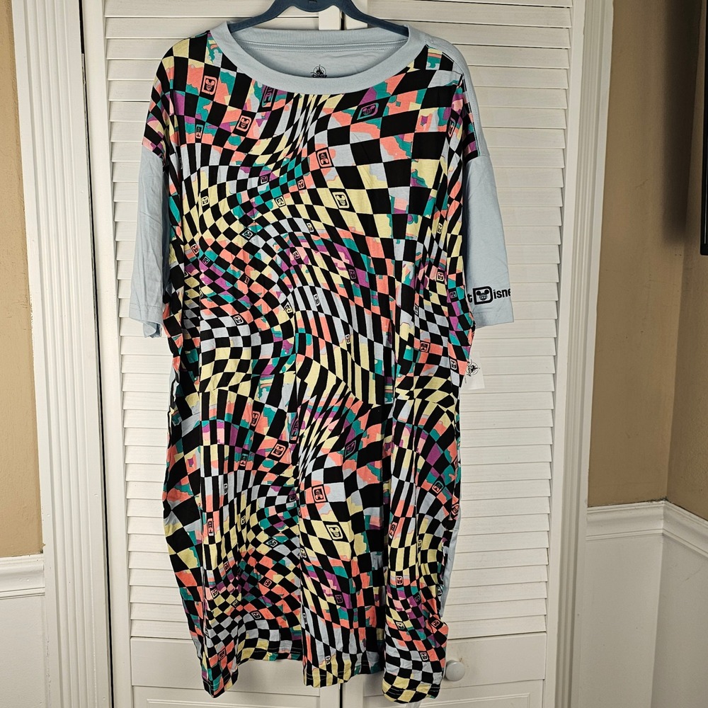 NWT Disney Parks Womens Colorful Psychedelic Tshirt Dress 3X